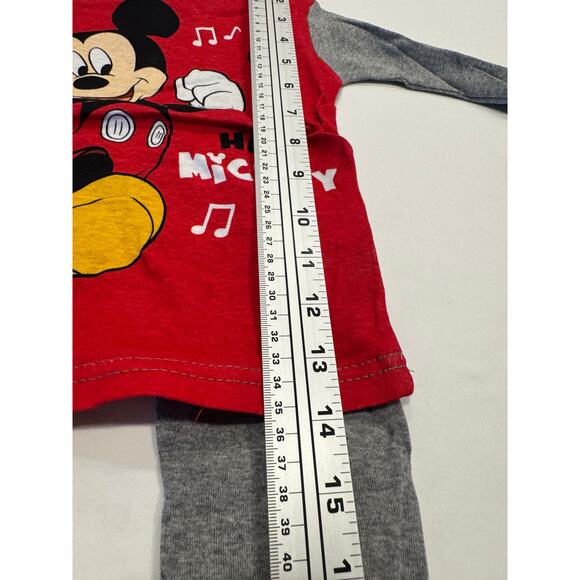 Disney Mickey Mouse Boys 2-Pc Sleepwear Pajama Set 3T Toddler Red Gray Cotton - Picture 6 of 8